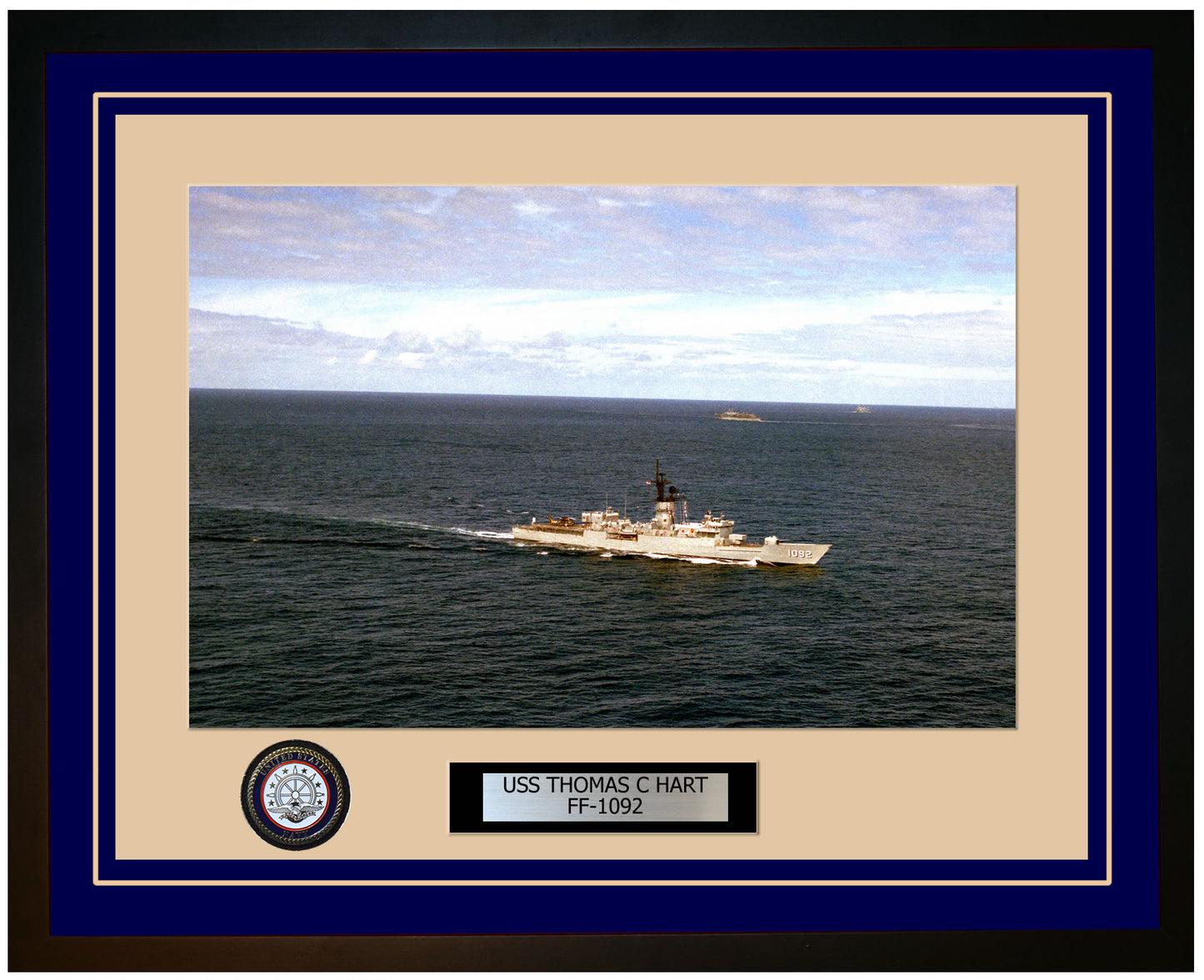 USS THOMAS C HART FF-1092 Framed Navy Ship Photo Blue