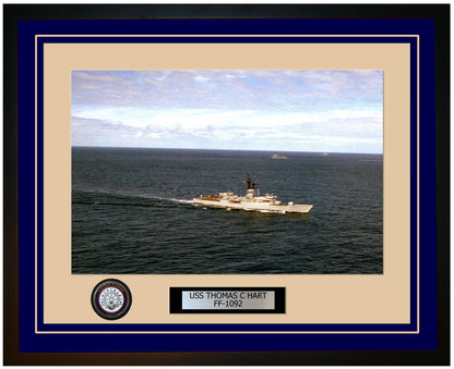 USS THOMAS C HART FF-1092 Framed Navy Ship Photo Blue