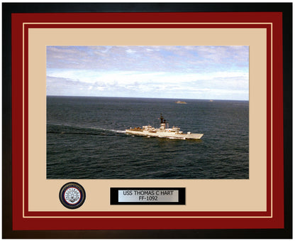 USS THOMAS C HART FF-1092 Framed Navy Ship Photo Burgundy