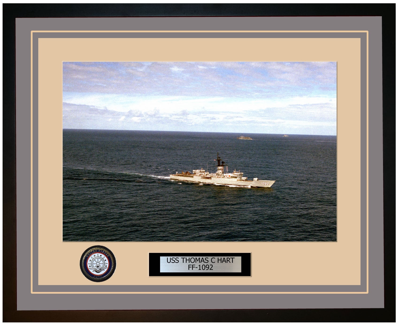 USS THOMAS C HART FF-1092 Framed Navy Ship Photo Grey