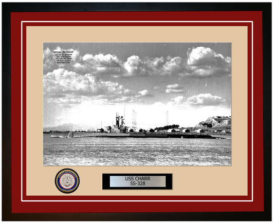 USS Charr SS-328 Framed Navy Ship Photo Burgundy