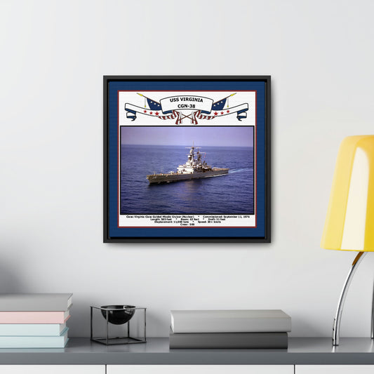 USS Virginia CGN-38 Navy Floating Frame Photo Desk View