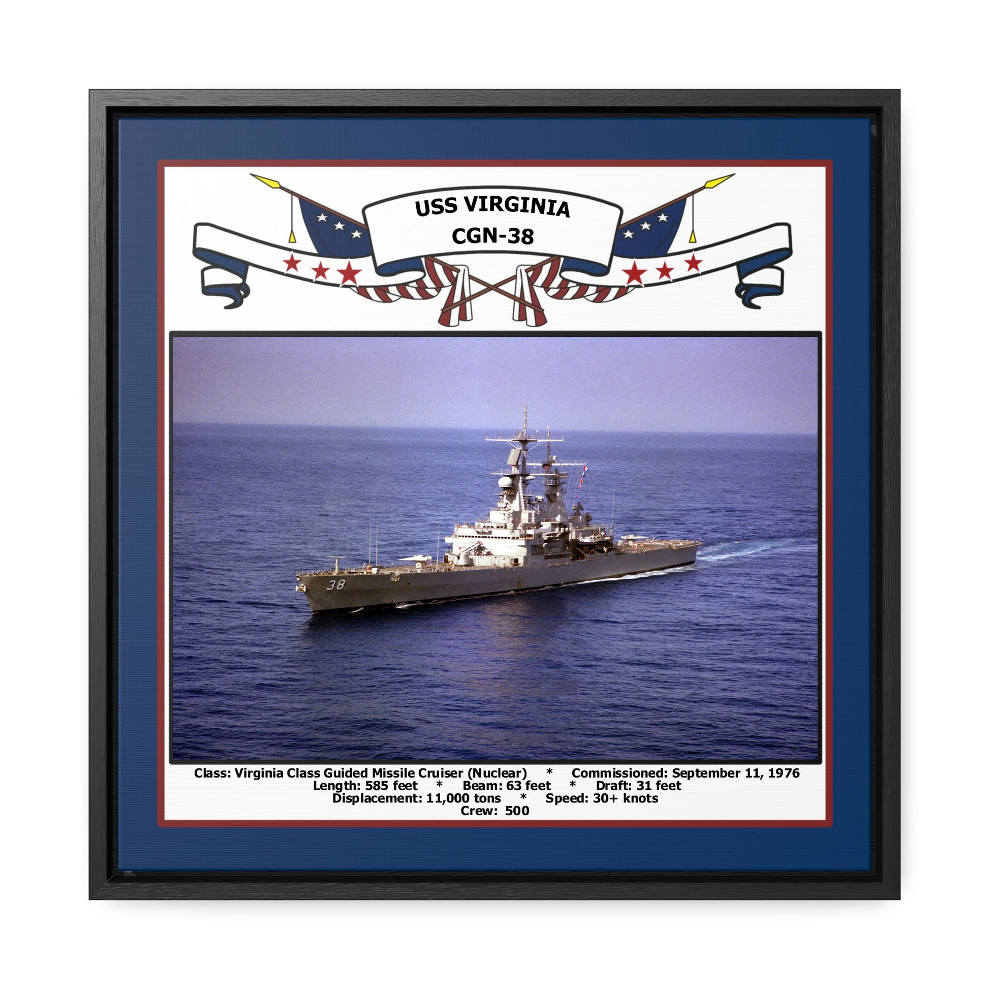 USS Virginia CGN-38 Navy Floating Frame Photo Front View