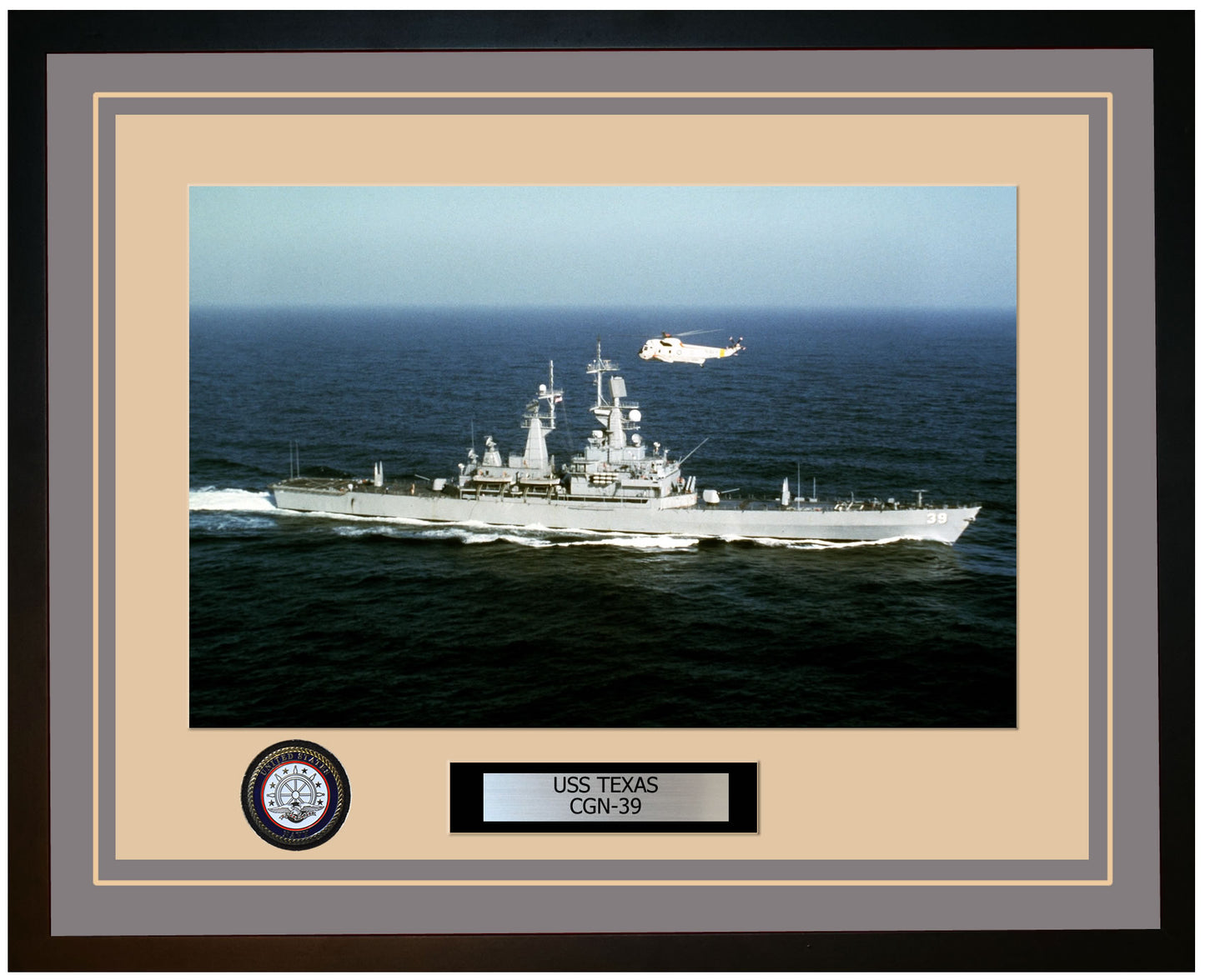 USS TEXAS CGN-39 Framed Navy Ship Photo Grey