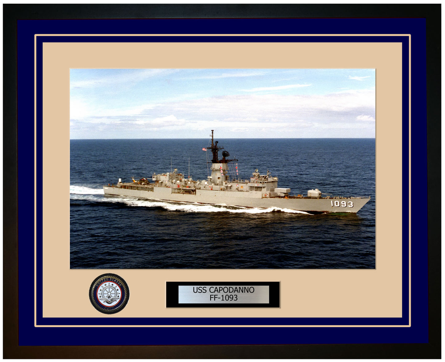 USS CAPODANNO FF-1093 Framed Navy Ship Photo Blue