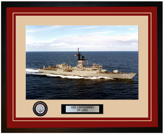USS CAPODANNO FF-1093 Framed Navy Ship Photo Burgundy