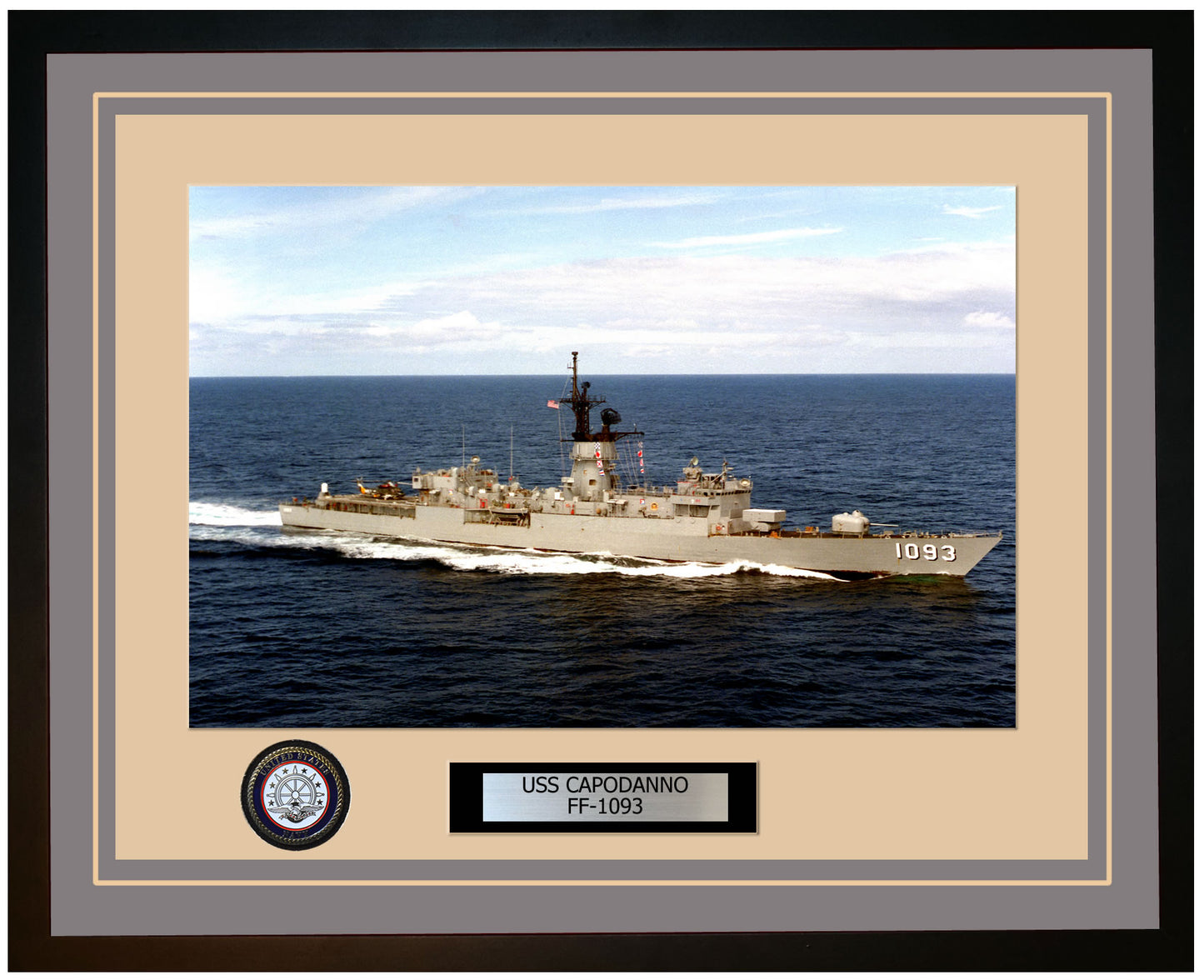 USS CAPODANNO FF-1093 Framed Navy Ship Photo Grey