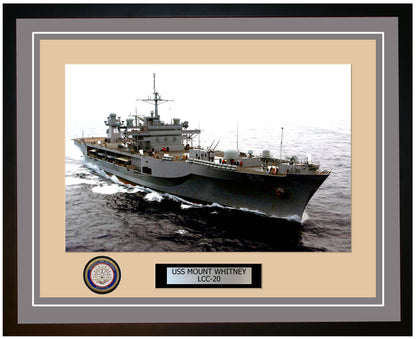 USS Mount Whitney LCC-20 Framed Navy Ship Photo Grey