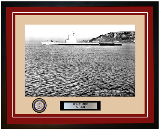 USS Charr SS-328 Framed Navy Ship Photo Burgundy