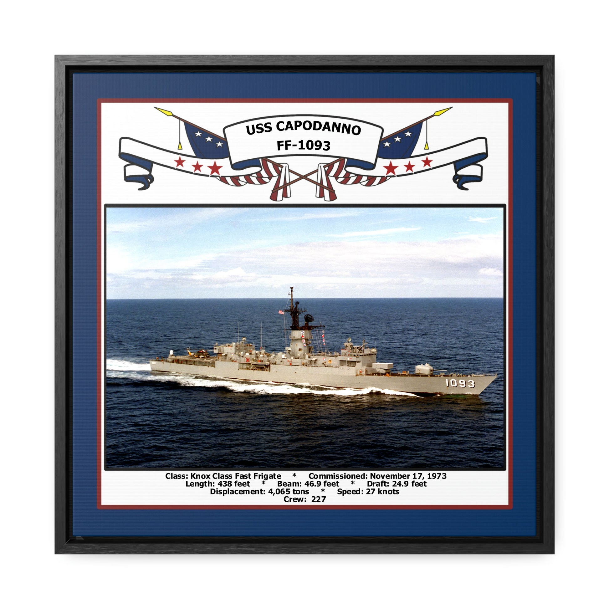 USS Capodanno FF-1093 Navy Floating Frame Photo Front View