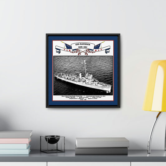 USS Ramsden DER-382 Navy Floating Frame Photo Desk View