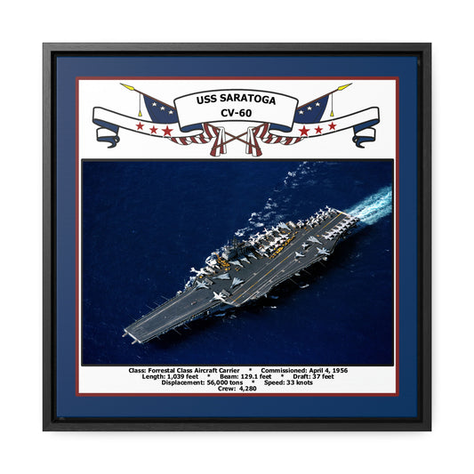USS Saratoga CV-60 Navy Floating Frame Photo Front View