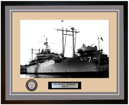 USS Mount McKinley AGC-7 Framed Navy Ship Photo Grey