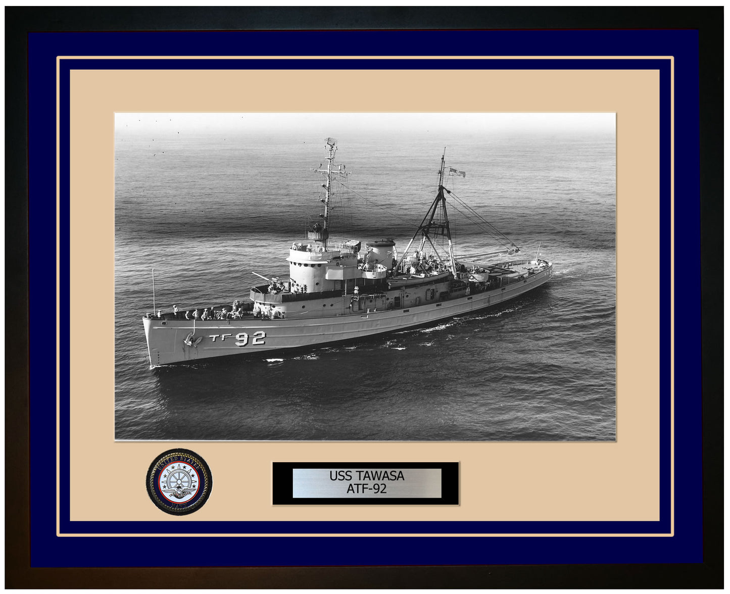 USS TAWASA ATF-92 Framed Navy Ship Photo Blue