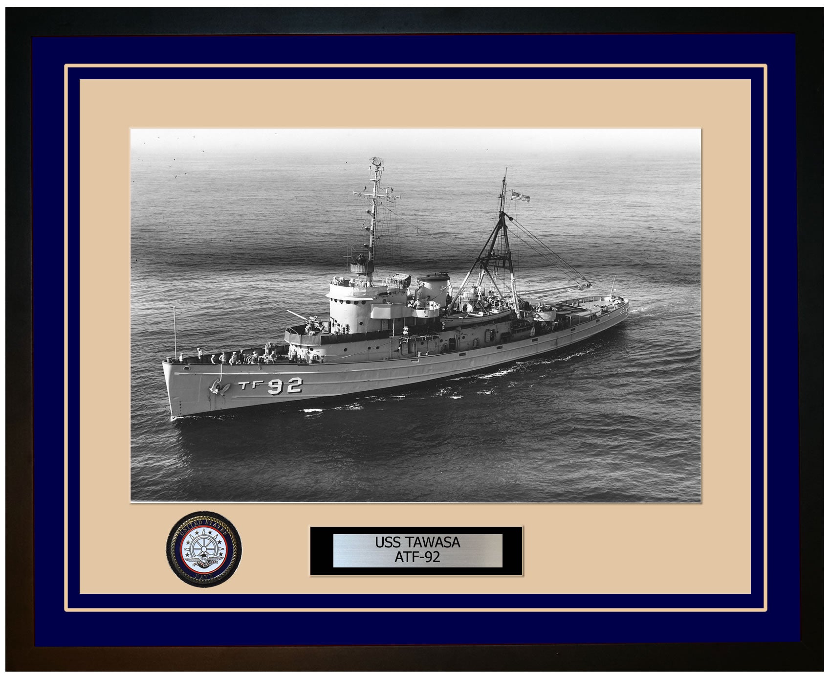 USS TAWASA ATF-92 Framed Navy Ship Photo Blue
