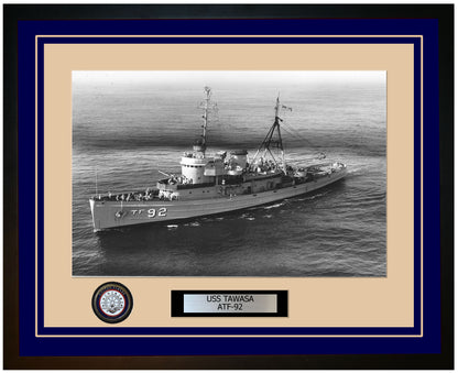 USS TAWASA ATF-92 Framed Navy Ship Photo Blue