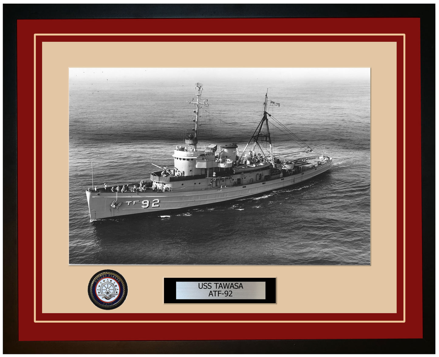 USS TAWASA ATF-92 Framed Navy Ship Photo Burgundy