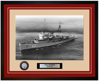 USS TAWASA ATF-92 Framed Navy Ship Photo Burgundy