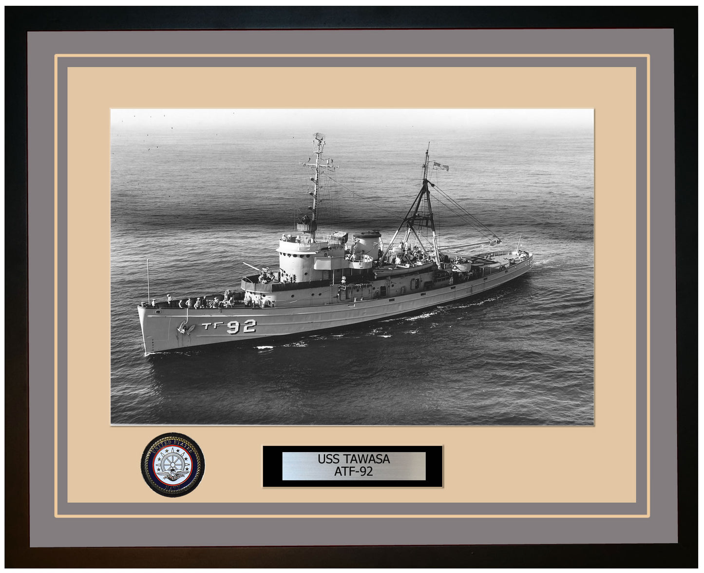 USS TAWASA ATF-92 Framed Navy Ship Photo Grey