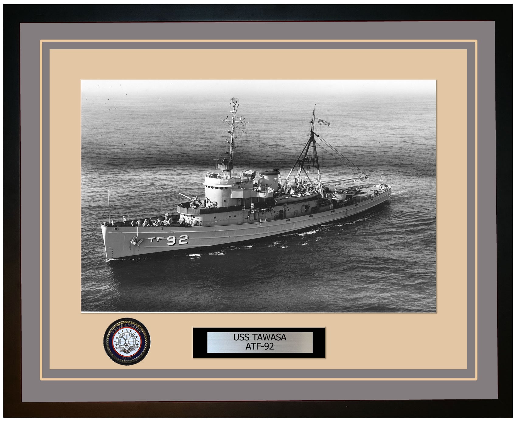 USS TAWASA ATF-92 Framed Navy Ship Photo Grey
