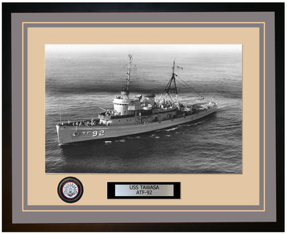 USS TAWASA ATF-92 Framed Navy Ship Photo Grey
