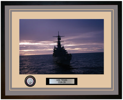 USS TEXAS CGN-39 Framed Navy Ship Photo Grey