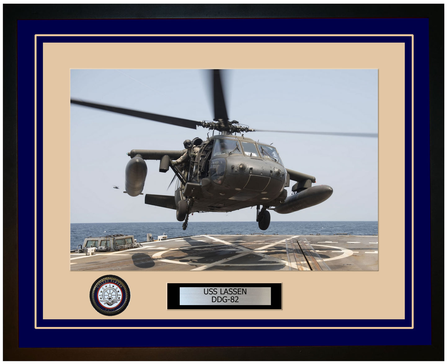 USS LASSEN DDG-82 Framed Navy Ship Photo Blue