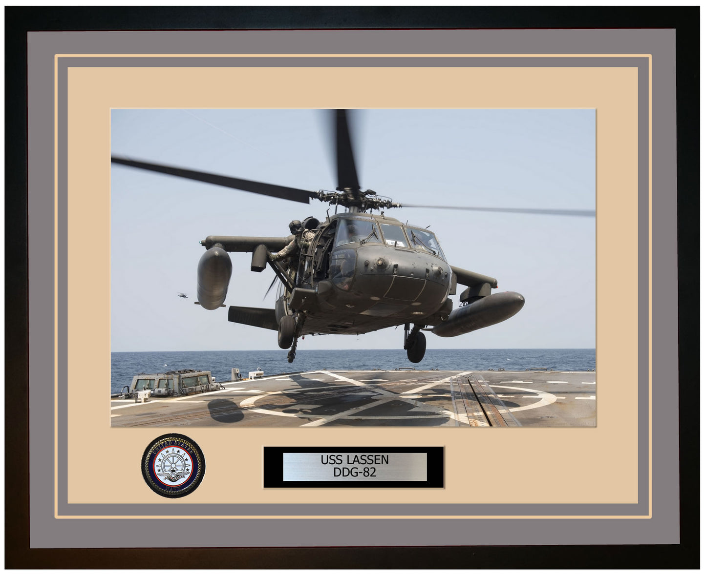 USS LASSEN DDG-82 Framed Navy Ship Photo Grey