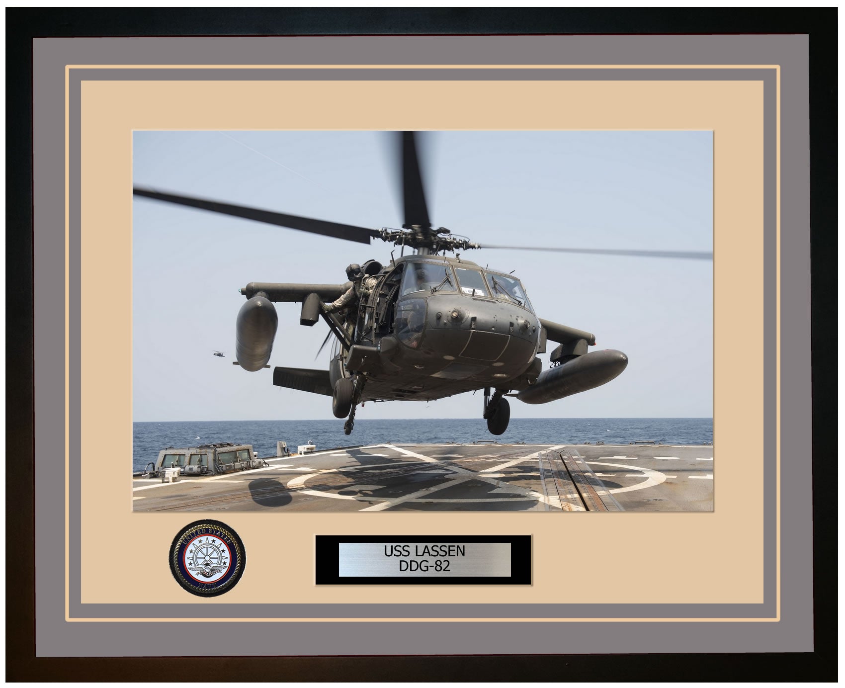 USS LASSEN DDG-82 Framed Navy Ship Photo Grey