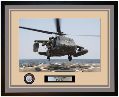 USS LASSEN DDG-82 Framed Navy Ship Photo Grey