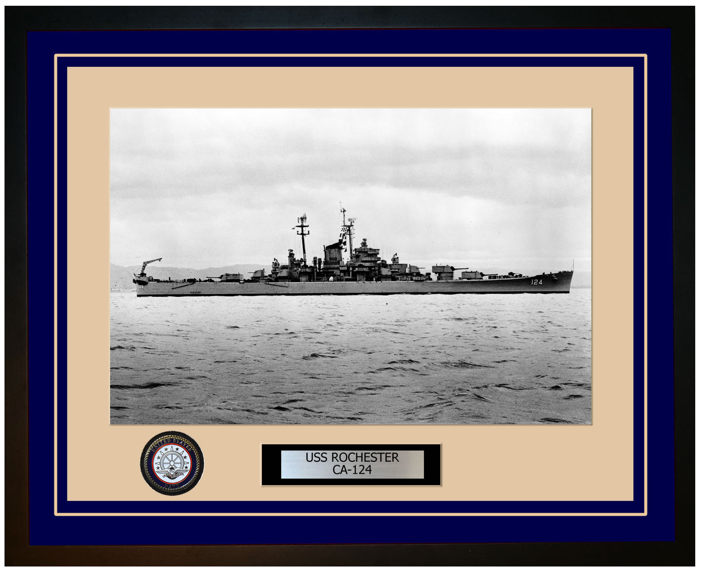 USS ROCHESTER CA-124 Framed Navy Ship Photo Blue