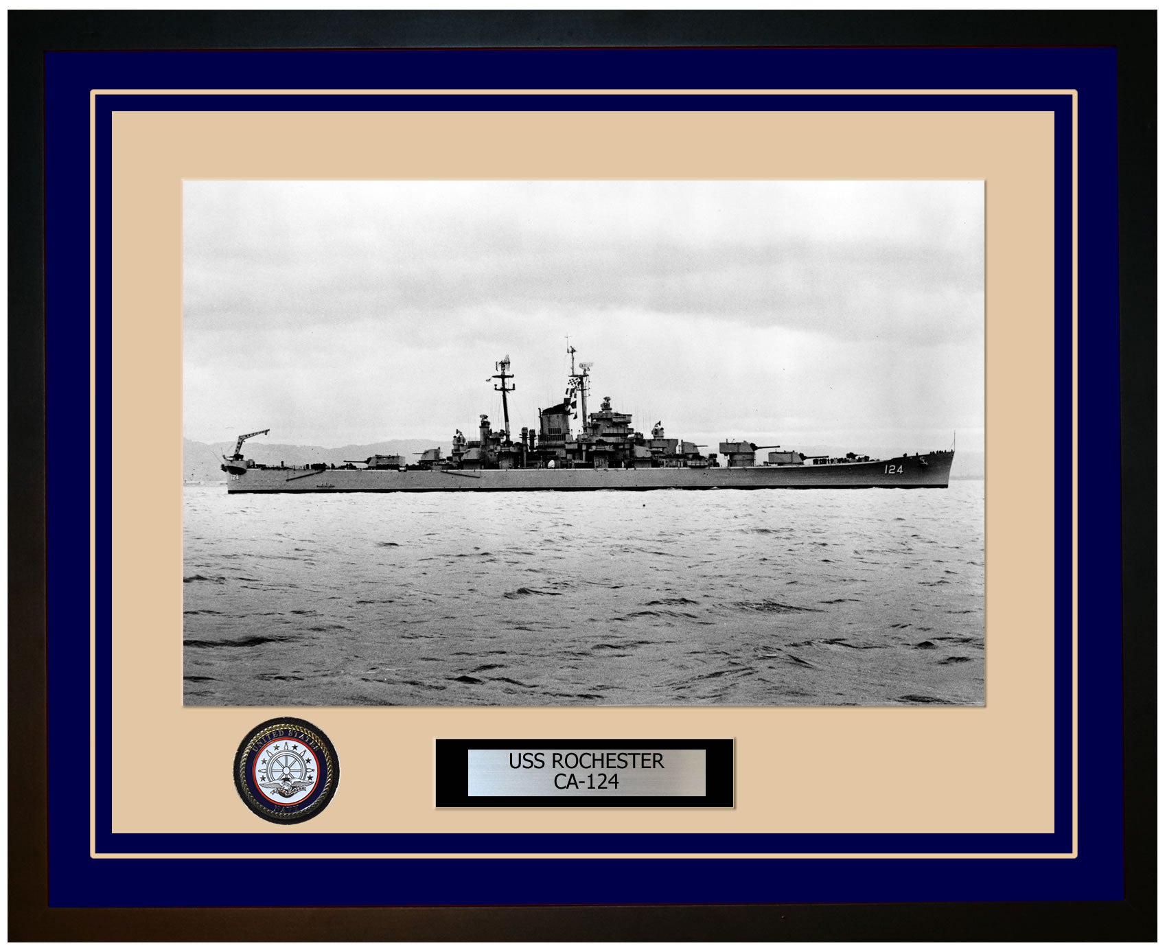 USS ROCHESTER CA-124 Framed Navy Ship Photo Blue