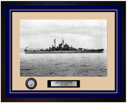 USS ROCHESTER CA-124 Framed Navy Ship Photo Blue
