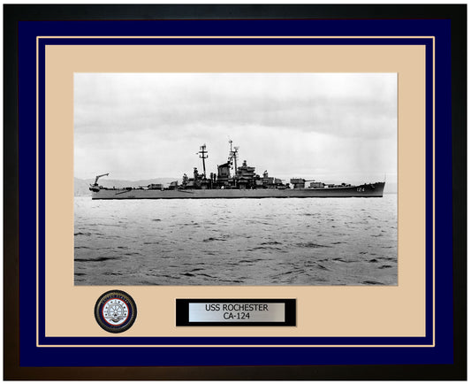 USS ROCHESTER CA-124 Framed Navy Ship Photo Blue