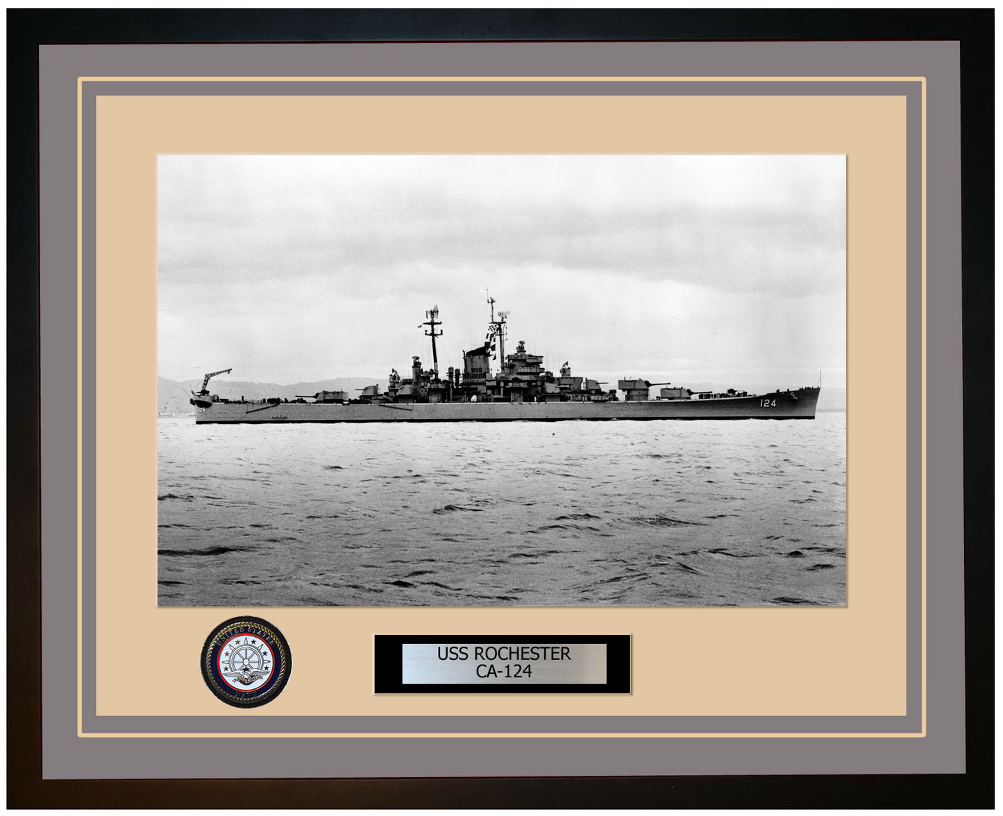 USS ROCHESTER CA-124 Framed Navy Ship Photo Grey