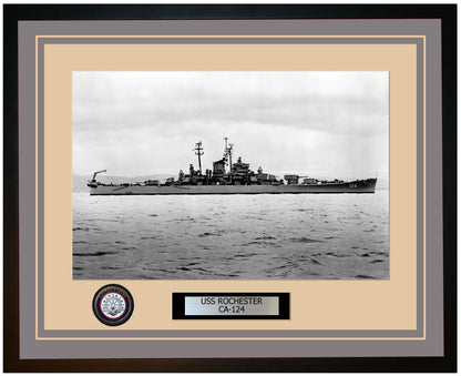 USS ROCHESTER CA-124 Framed Navy Ship Photo Grey
