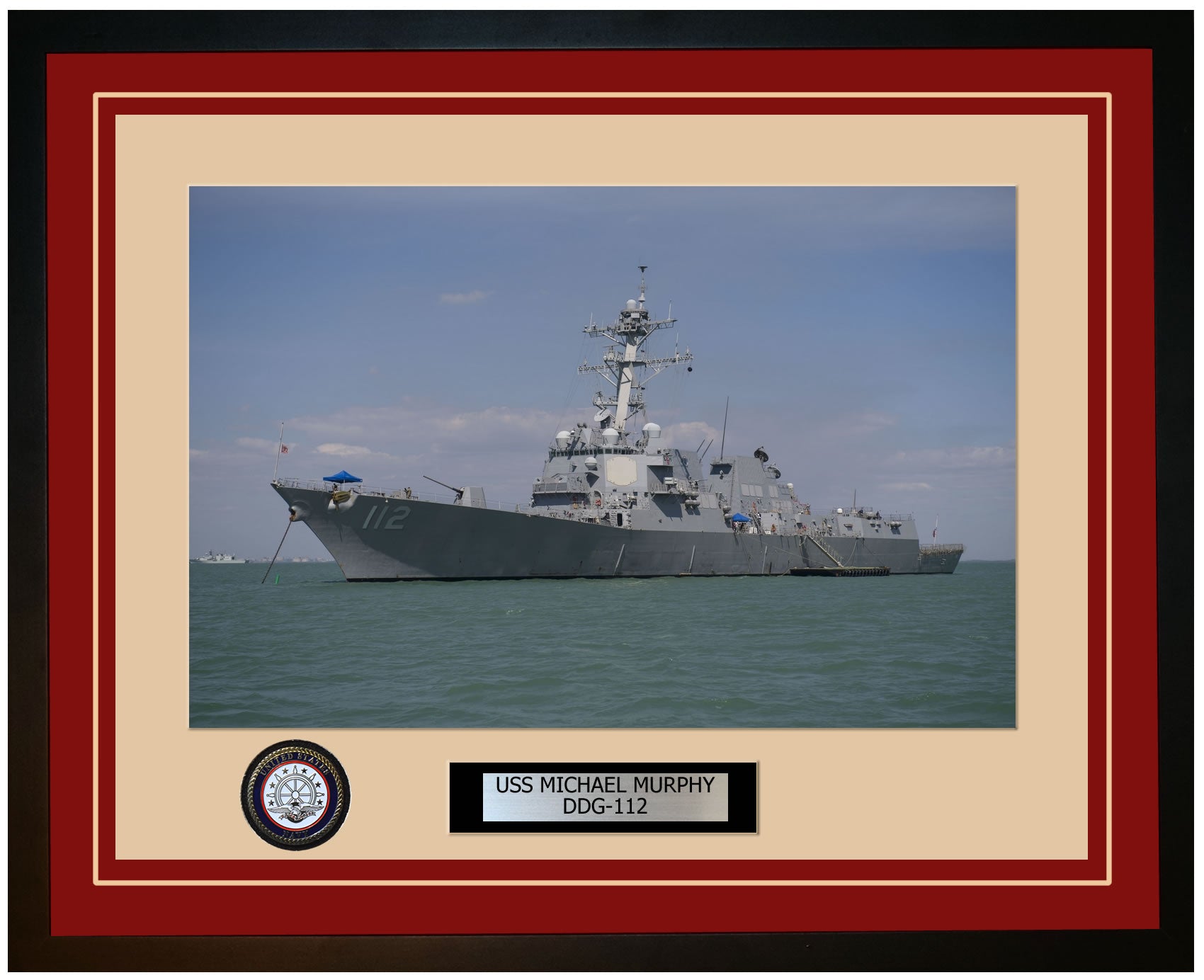 USS MICHAEL MURPHY DDG-112 Framed Navy Ship Photo Burgundy