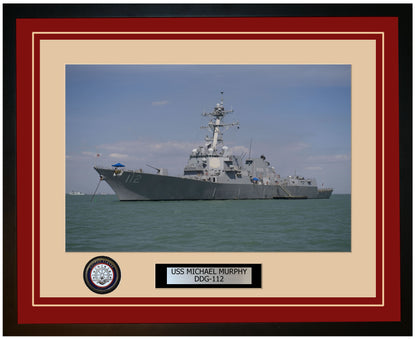 USS MICHAEL MURPHY DDG-112 Framed Navy Ship Photo Burgundy