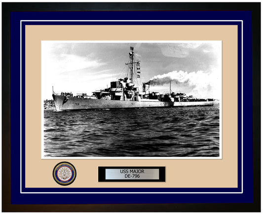 USS Major DE-796 Framed Navy Ship Photo Blue