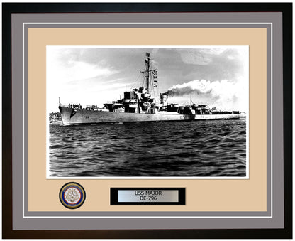 USS Major DE-796 Framed Navy Ship Photo Grey