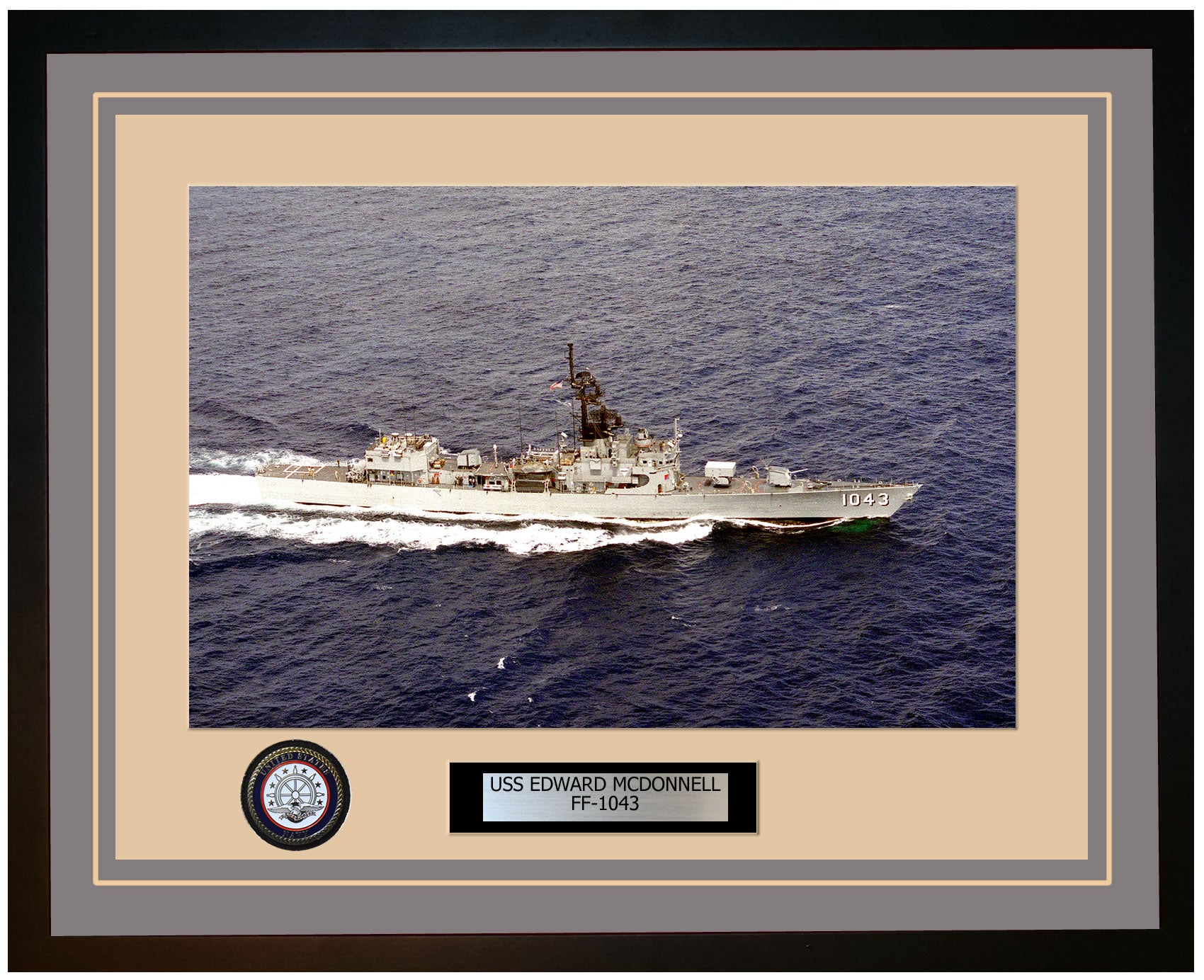 USS EDWARD MCDONNELL FF-1043 Framed Navy Ship Photo Grey