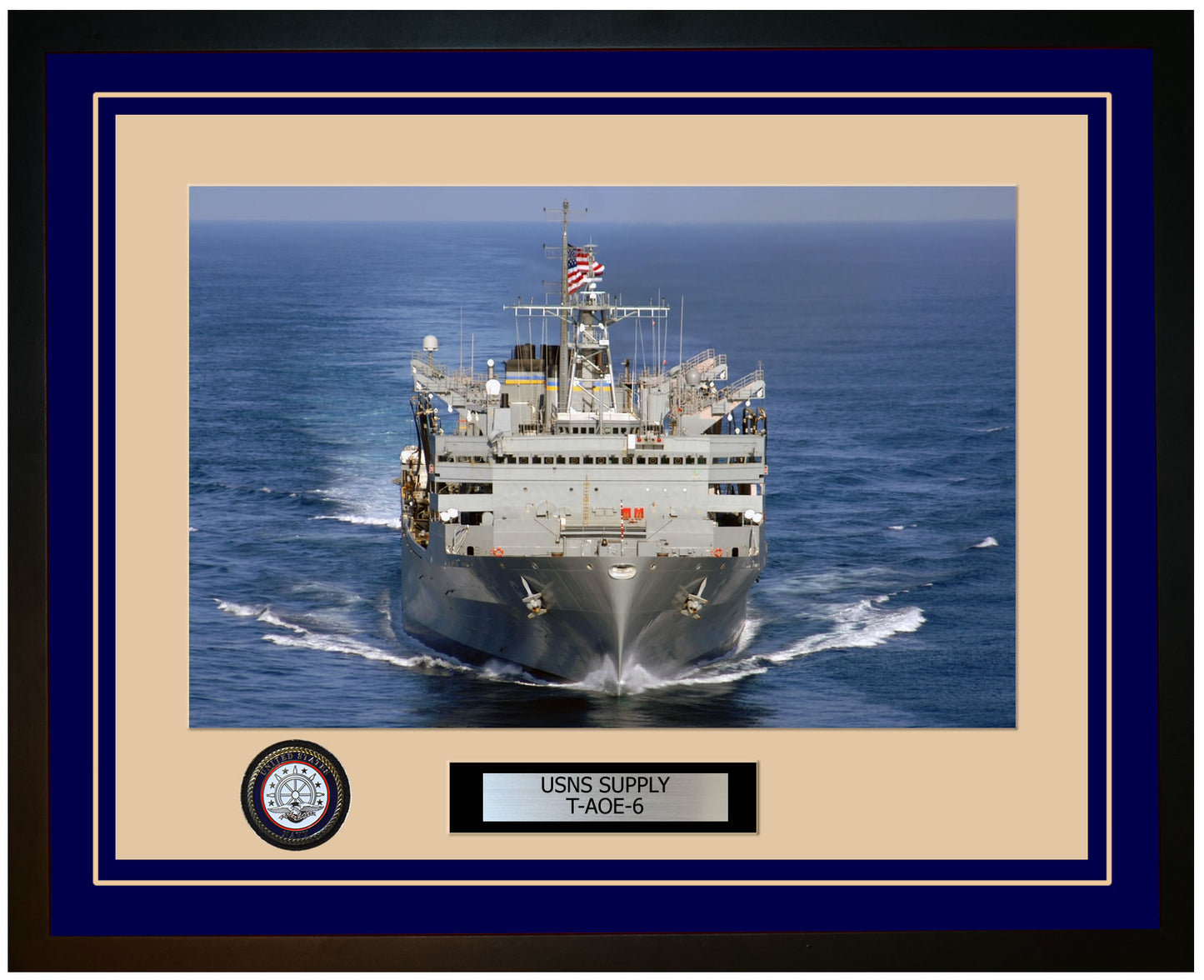 USS SUPPLY T-AOE-6 Framed Navy Ship Photo Blue
