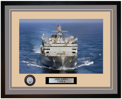 USS SUPPLY T-AOE-6 Framed Navy Ship Photo Grey