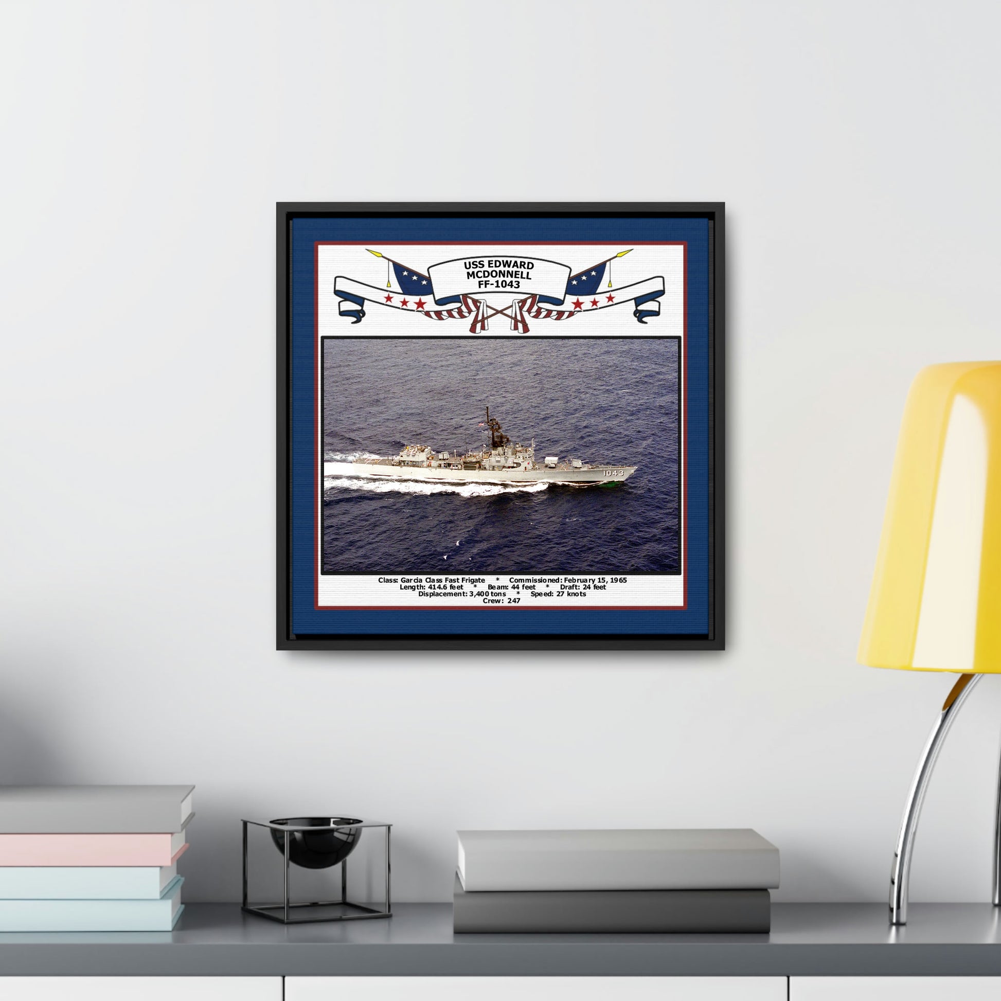 USS Edward Mcdonnell FF-1043 Navy Floating Frame Photo Desk View