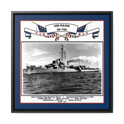 USS Major DE-796 Navy Floating Frame Photo Front View