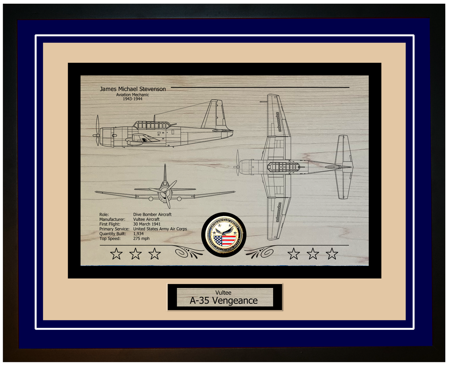 A-35 Vengeance Framed Aircraft Display