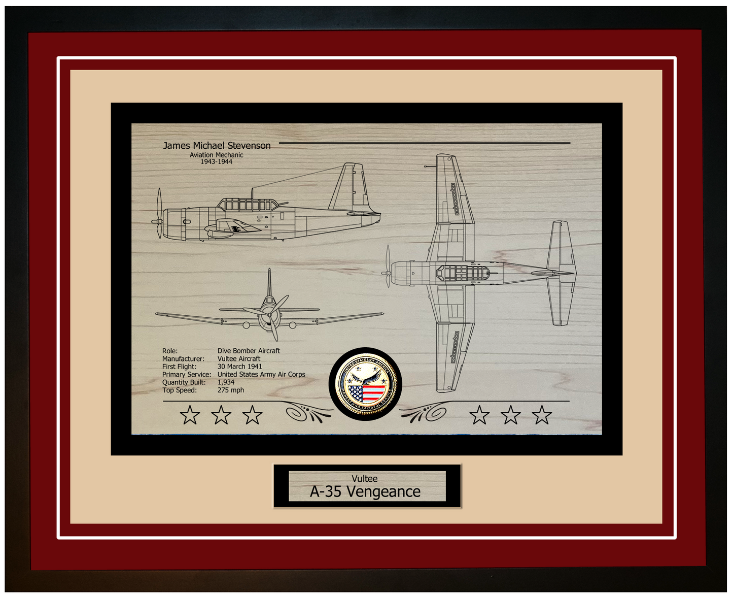 A-35 Vengeance Framed Aircraft Display