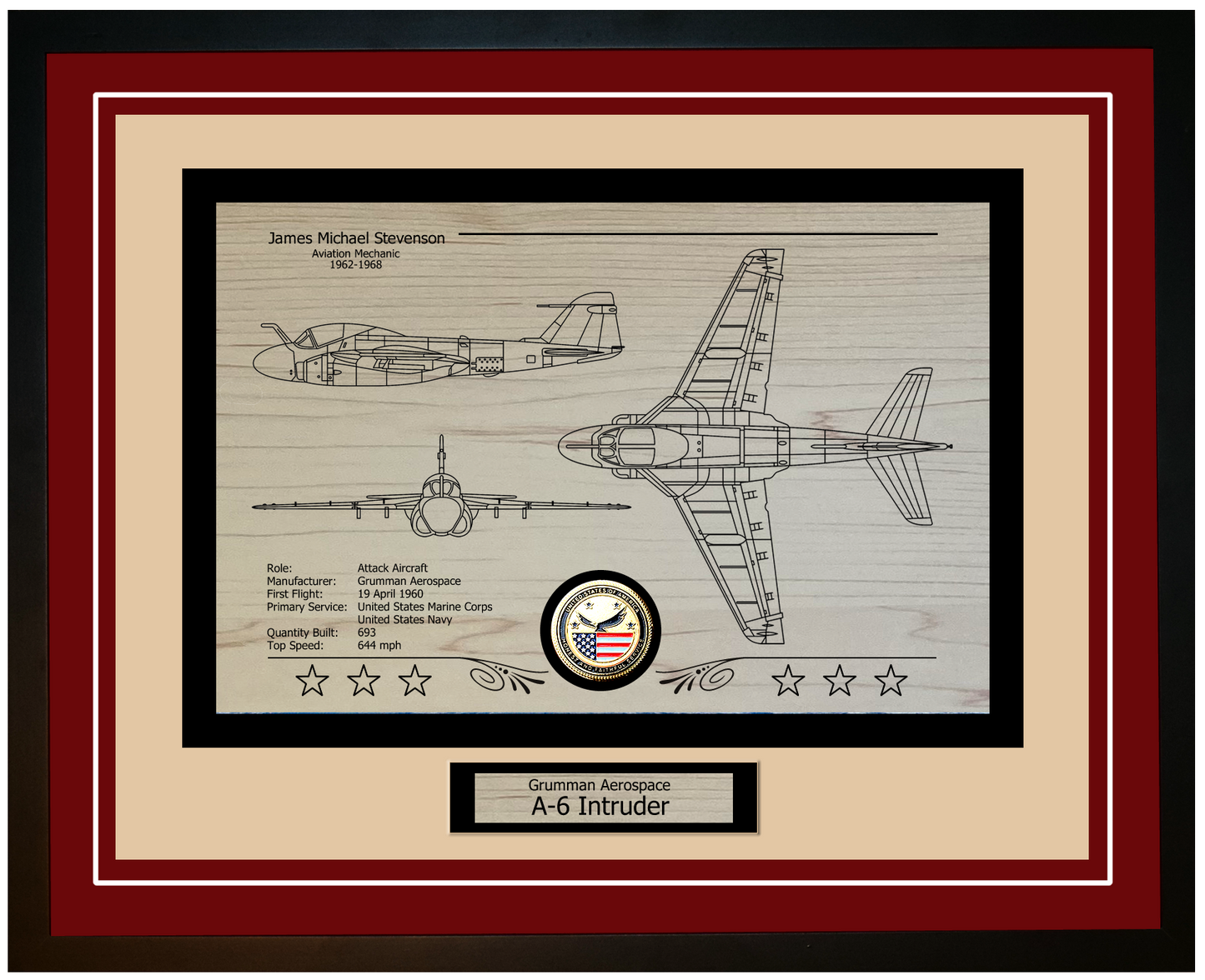 A-6 Intruder Framed Aircraft Display