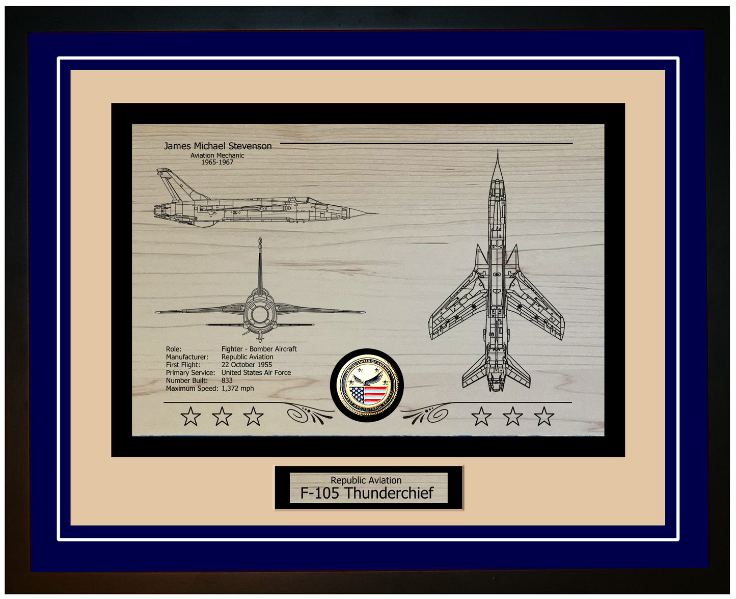 F-105 Thunderchief Framed Aircraft Display
