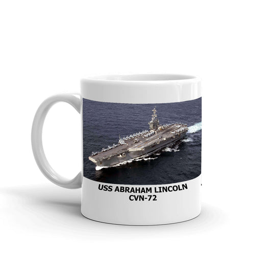 USS Abraham Lincoln CVN-72 Coffee Cup Mug Left Handle